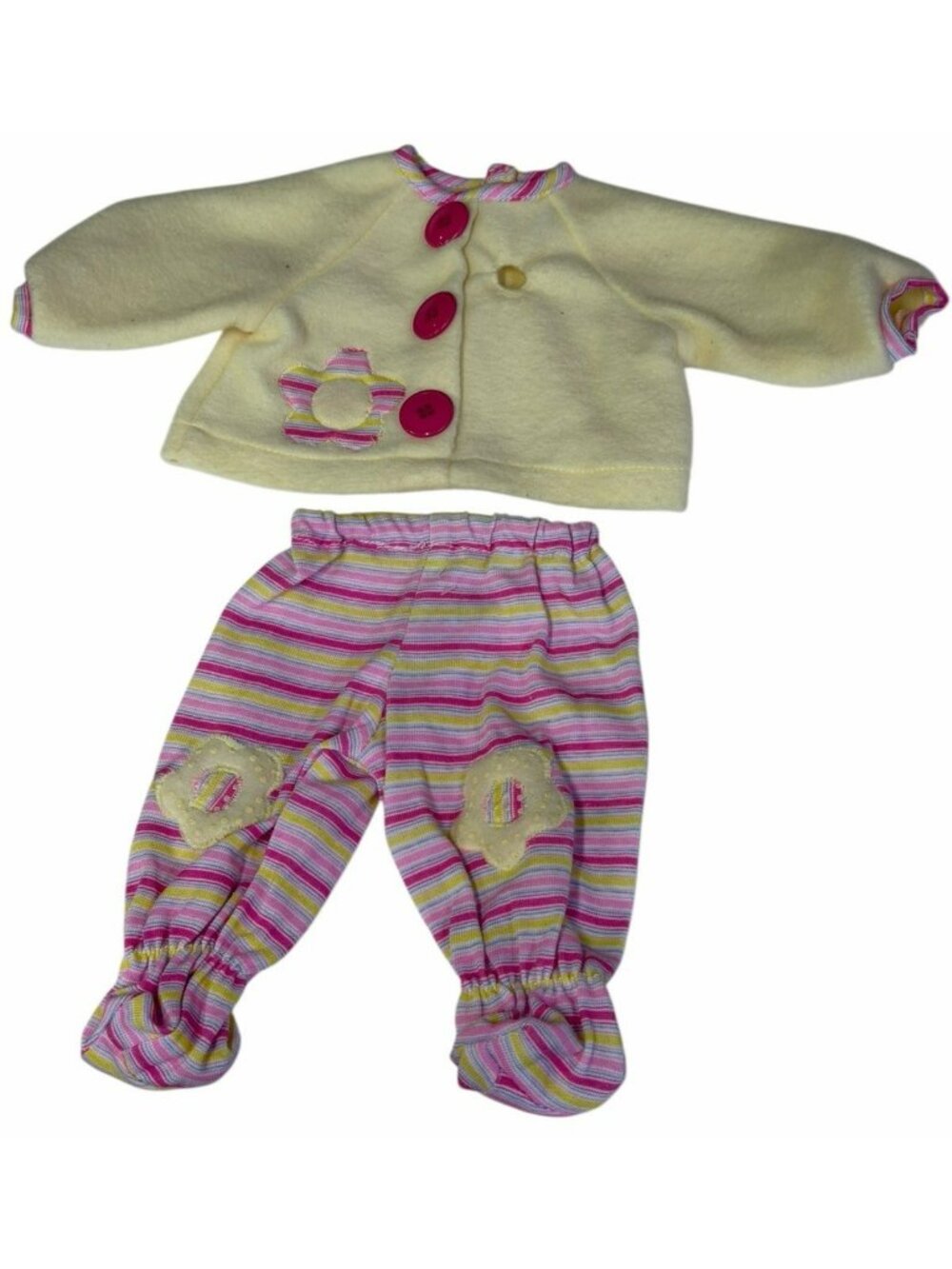 Vintage 2000 MGA My Dream Baby Doll Outfit Top Bottoms Yellow Pink Stripe Flower